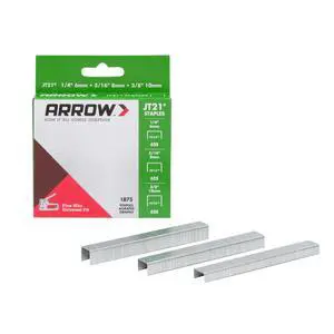 Arrow 21MP1 JT21 Thin Wire Staples Multipack for Staple Guns and Staplers, Use for Upholstery, Crafts,General Repairs, Includes 1/4-Inch, 5/16-Inch, and 3/8-Inch Sizes, 1875 Count,(Packaging May Vary) Arrow 21MP1 JT21 Thin Wire Staples Multipack for Staple Guns and Staplers, Use for Upholstery, Crafts,General Repairs, Includes 1/4-Inch, 5/16-Inch, and 3/8-Inch Sizes, 1875 Count,(Packaging May Vary)