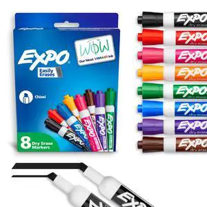 EXPO Dry Erase Markers, Low Odor Ink, Chisel Tip, 8 Count - Whiteboard, Calendar, Organization, Essential Supplies for Office, School, Classroom, Teachers EXPO Dry Erase Markers, Low Odor Ink, Chisel Tip, 8 Count - Whiteboard, Calendar, Organization, Essential Supplies for Office, School, Classroom, Teachers