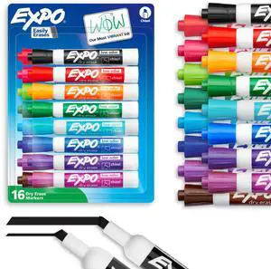 EXPO Dry Erase Markers, Low Odor Ink, Assorted Colors, Chisel Tip, 16 Count - Whiteboard, Calendar, Organization, Back to School, Teacher Supplies EXPO Dry Erase Markers, Low Odor Ink, Assorted Colors, Chisel Tip, 16 Count - Whiteboard, Calendar, Organization, Back to School, Teacher Supplies