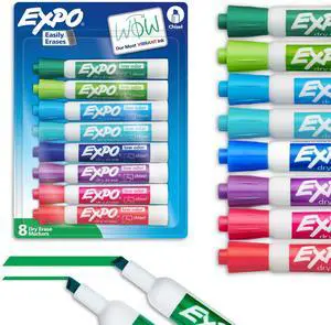 EXPO Dry Erase Markers, Low Odor Ink, Assorted Colors, Chisel Tip, 8 Count - Whiteboard, Calendar, Organization, Essential Supplies for Office, School, Classroom, Teachers EXPO Dry Erase Markers, Low Odor Ink, Assorted Colors, Chisel Tip, 8 Count - Whiteboard, Calendar, Organization, Essential Supplies for Office, School, Classroom, Teachers