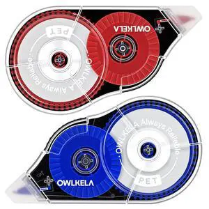 OWLKELA 2 Pack Plus Correction Tape, Tear-Resistant White Correction Tape, No Dry Time, Easy to Use, Office & School Supplies, 0.2 in Wide, 98.4 Ft, Red Core, Blue Core OWLKELA 2 Pack Plus Correction Tape, Tear-Resistant White Correction Tape, No Dry Time, Easy to Use, Office & School Supplies, 0.2 in Wide, 98.4 Ft, Red Core, Blue Core
