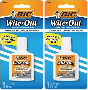 BIC Wite-Out Correction Fluid, White, 20mL | Quick Dry | Easy Application | 2-Pack BIC Wite-Out Correction Fluid, White, 20mL | Quick Dry | Easy Application | 2-Pack