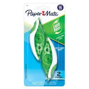 Paper Mate Paper Mate Liquid Paper DryLine Grip Correction White Tape, 2 Count Paper Mate Paper Mate Liquid Paper DryLine Grip Correction White Tape, 2 Count