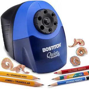 Bostitch Office QuietSharp 6 Electric Pencil Sharpener, Heavy Duty Classroom Sharpener, Size Selector with 6 Different Sizes, For Colored & Graphite Pencils, Blue Bostitch Office QuietSharp 6 Electric Pencil Sharpener, Heavy Duty Classroom Sharpener, Size Selector with 6 Different Sizes, For Colored & Graphite Pencils, Blue