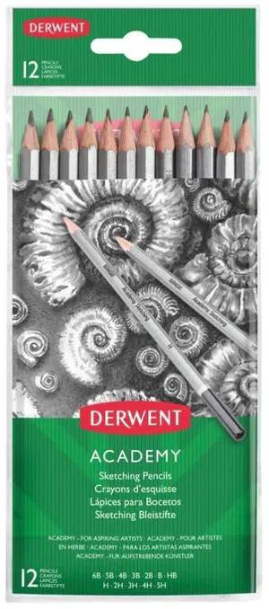 Derwent Academy Graphite Sketching Pencils, Wallet, 12 Count (2300412) Derwent Academy Graphite Sketching Pencils, Wallet, 12 Count (2300412)