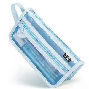 Four Candies Grid Mesh Pencil Case with Handle and Zipper, Clear Double-layer Pencil Pouch Marker Pouch, Travel Makeup Bag, Cute Transparent Stationary Organizer Pen Bag for Adult Office College Four Candies Grid Mesh Pencil Case with Handle and Zipper, Clear Double-layer Pencil Pouch Marker Pouch, Travel Makeup Bag, Cute Transparent Stationary Organizer Pen Bag for Adult Office College