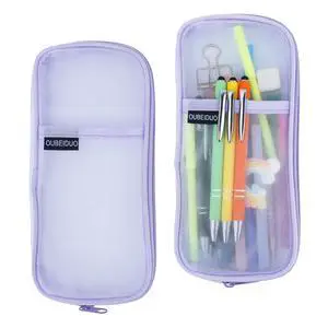 Pencil Case, Purple Pencil Pouch, Pencil Bag, Clear Mesh Pencil Case With Zipper, Large Capacity Cosmetics Bags, Organizer Box for Adult, Aesthetic Pen Bag for Office Travel School Classroom Supplies Pencil Case, Purple Pencil Pouch, Pencil Bag, Clear Mesh Pencil Case With Zipper, Large Capacity Cosmetics Bags, Organizer Box for Adult, Aesthetic Pen Bag for Office Travel School Classroom Supplies