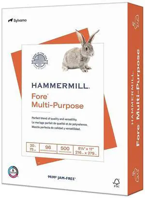 Hammermill Printer Paper, Fore Multipurpose 20 lb Copy Paper, 8.5 x 11-1 Ream (500 Sheets) - 96 Bright, Made in the USA, 103267 Hammermill Printer Paper, Fore Multipurpose 20 lb Copy Paper, 8.5 x 11-1 Ream (500 Sheets) - 96 Bright, Made in the USA, 103267