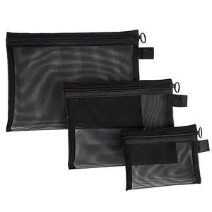 3 Pcs Mesh Zipper Pouch Makeup Bags Set, Portable Mesh Cosmetic Bag Travel Toiletry Storage Bags Pencil Purse Organizer Pouches for Home Office Daily or Traveling Accessories Keep Small Items( Black) 3 Pcs Mesh Zipper Pouch Makeup Bags Set, Portable Mesh Cosmetic Bag Travel Toiletry Storage Bags Pencil Purse Organizer Pouches for Home Office Daily or Traveling Accessories Keep Small Items( Black)