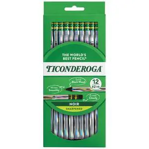 Ticonderoga Noir Black Wood-Cased #2 Pencils, Holographic Design, 12 Count Ticonderoga Noir Black Wood-Cased #2 Pencils, Holographic Design, 12 Count