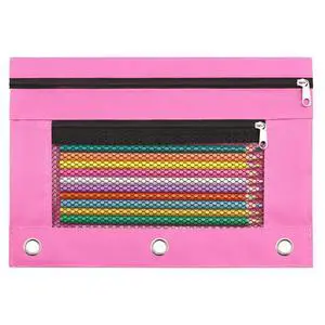 Pencil Pouch for 3 Ring Binder, Pencil Case Bag with Zipper, 600D Fabric Pencil Pouch Holder Accessories, Clear Window Pencil Case Aesthetic Back to School Organizer Pockets for Boy Girl (Pink) Pencil Pouch for 3 Ring Binder, Pencil Case Bag with Zipper, 600D Fabric Pencil Pouch Holder Accessories, Clear Window Pencil Case Aesthetic Back to School Organizer Pockets for Boy Girl (Pink)