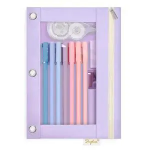 SKYDUE Pencil Pouch for 3 Ring Binder, Zipper Pencil Pouches for Girls Boys, Clear Window Pencil Bag, 3 Ring Pencil Pouch Case for Binder, Durable Organizer for School Supplies SKYDUE Pencil Pouch for 3 Ring Binder, Zipper Pencil Pouches for Girls Boys, Clear Window Pencil Bag, 3 Ring Pencil Pouch Case for Binder, Durable Organizer for School Supplies