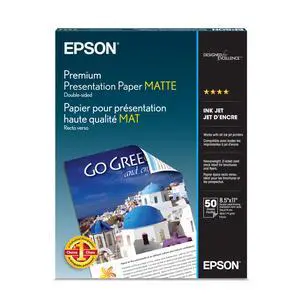 Premium Presentation Paper MATTE (8.5x11 Inches, Double-sided, 50 Sheets) (S041568),Bright White Premium Presentation Paper MATTE (8.5x11 Inches, Double-sided, 50 Sheets) (S041568),Bright White