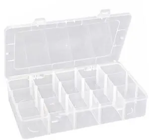 Hlotmeky Plastic Organizer Box with Dividers Bead Organizer 15 Large Grids Tackle box Organizer Clear Snackle Box Container Hlotmeky Plastic Organizer Box with Dividers Bead Organizer 15 Large Grids Tackle box Organizer Clear Snackle Box Container