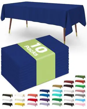 Pureegg Plastic Table Cloth Disposable 10 Pack, 54 x 108 Inch Table Cloths, Patriotic Decorations, Thanksgiving, Veterans Day Tablecloths, Rectangle, Plastic Cover, Leakproof & Sturdy, Navy Blue Pureegg Plastic Table Cloth Disposable 10 Pack, 54 x 108 Inch Table Cloths, Patriotic Decorations, Thanksgiving, Veterans Day Tablecloths, Rectangle, Plastic Cover, Leakproof & Sturdy, Navy Blue