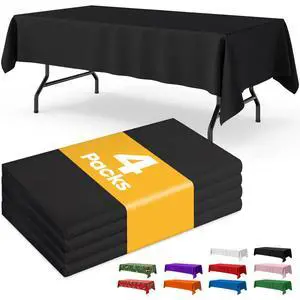 Niuara Black Plastic Table Cloth - 4 Pack 54" × 108" Rectangle Disposable Tablecloths for 6FT Tables, Table Cover for Party, Holiday & Gathering Use Niuara Black Plastic Table Cloth - 4 Pack 54" × 108" Rectangle Disposable Tablecloths for 6FT Tables, Table Cover for Party, Holiday & Gathering Use