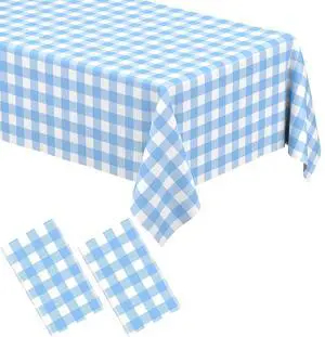 2 Pack Light Blue Gingham Tablecloth Rectangular Pale Blue and White Checkered Tablecloths Disposable Plastic Plaid Table Cover for Parties, Outdoor Picnic, Birthday, Wedding, Camping 54 × 108 Inch 2 Pack Light Blue Gingham Tablecloth Rectangular Pale Blue and White Checkered Tablecloths Disposable Plastic Plaid Table Cover for Parties, Outdoor Picnic, Birthday, Wedding, Camping 54 × 108 Inch
