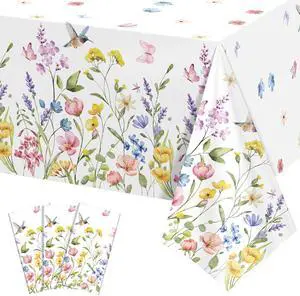NatNarr 3 Pack Wildflower Plastic Tablecloths, 54 X 108Inch Spring Tablecloth Disposable Tea Party Table Cloth, Butterfly Wildflower Porcelain Tables Decor for Tea Party Birthday Garden Wedding Party NatNarr 3 Pack Wildflower Plastic Tablecloths, 54 X 108Inch Spring Tablecloth Disposable Tea Party Table Cloth, Butterfly Wildflower Porcelain Tables Decor for Tea Party Birthday Garden Wedding Party