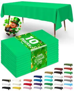 Pureegg Plastic Table Cloth Disposable 10 Pack, 54 x 108 Inch Table Cloths, St Patricks Day, Christmas Decorations, Tablecloths, Rectangle, Forest, Plastic Cover, Leakproof & Sturdy, Green Pureegg Plastic Table Cloth Disposable 10 Pack, 54 x 108 Inch Table Cloths, St Patricks Day, Christmas Decorations, Tablecloths, Rectangle, Forest, Plastic Cover, Leakproof & Sturdy, Green