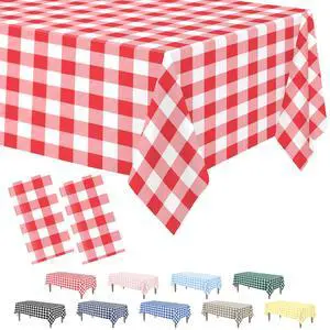 Kopokita 2 Pack Red Gingham Tablecloth, 54 x 108 Inches Red and White Checkered Tablecloths Plastic Table Cloth Disposable Picnic Tablecovers for Rectangle Table Kopokita 2 Pack Red Gingham Tablecloth, 54 x 108 Inches Red and White Checkered Tablecloths Plastic Table Cloth Disposable Picnic Tablecovers for Rectangle Table