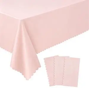 3 Pack Plastic Light Pink Tablecloths, 54 X 108Inch Disposable Spring Tablecloth Scalloped Pink Table Cloth for Rectangle Tables Table Cover for Girls Birthday Baby Bridal Shower Tea Party Wedding 3 Pack Plastic Light Pink Tablecloths, 54 X 108Inch Disposable Spring Tablecloth Scalloped Pink Table Cloth for Rectangle Tables Table Cover for Girls Birthday Baby Bridal Shower Tea Party Wedding