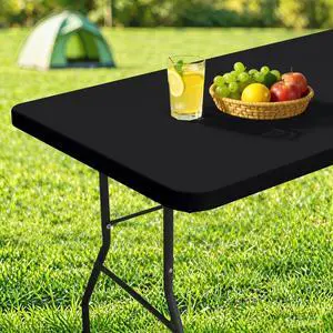 homing Rectangle Table Cloth Cover, Waterproof Polyester Elastic Fitted Tablecloth, Fits for 6 Foot Folding Tables, Washable Table Protector for Picnic, Camping, Outdoor (Black, 30" x 72") homing Rectangle Table Cloth Cover, Waterproof Polyester Elastic Fitted Tablecloth, Fits for 6 Foot Folding Tables, Washable Table Protector for Picnic, Camping, Outdoor (Black, 30" x 72")