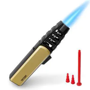 TBTeek Butane Torch Lighter - Adjustable Jet Flame Lighter, Refillable Bright Fire Blow Torch, Cooking Lighter with Safety Lock for creme, BBQ, Baking, Candle, Camping, Gold (Gas Not Included) TBTeek Butane Torch Lighter - Adjustable Jet Flame Lighter, Refillable Bright Fire Blow Torch, Cooking Lighter with Safety Lock for creme, BBQ, Baking, Candle, Camping, Gold (Gas Not Included)