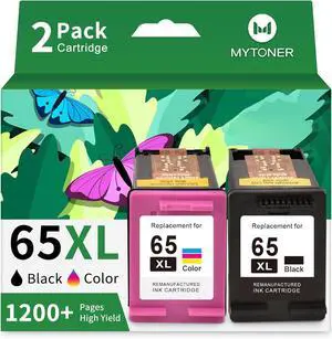 MYTONER 65XL Ink Cartridges Black/Color Combo Pack High-Yield Replacement for HP Ink 65XL 65 Ink Cartridges use with HP Envy 5055 5052 5058 DeskJet 3755 2655 3752 3720 3722 Printer Ink 65 (2 Pack) MYTONER 65XL Ink Cartridges Black/Color Combo Pack High-Yield Replacement for HP Ink 65XL 65 Ink Cartridges use with HP Envy 5055 5052 5058 DeskJet 3755 2655 3752 3720 3722 Printer Ink 65 (2 Pack)