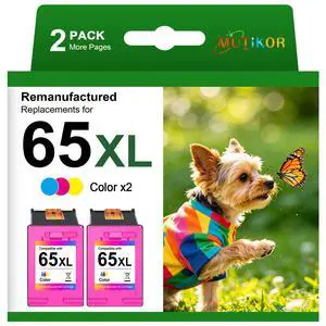 65XL Ink Cartridges Color Remanufactured Replacement for HP Ink Cartridges 65XL Compatible for HP DeskJet 3755 3772 3700 3752 3722 2600 2622 2655 2652 Envy 5055 5000 5070 5052 Printers, 2 Tri-Color 65XL Ink Cartridges Color Remanufactured Replacement for HP Ink Cartridges 65XL Compatible for HP DeskJet 3755 3772 3700 3752 3722 2600 2622 2655 2652 Envy 5055 5000 5070 5052 Printers, 2 Tri-Color