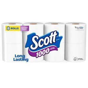 Scott 1000 Sheets Per Roll, 8 Toilet Paper Rolls, Bath Tissue Scott 1000 Sheets Per Roll, 8 Toilet Paper Rolls, Bath Tissue