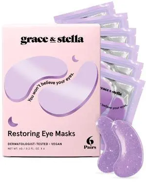 grace & stella Retinol Under Eye Patches for Puffy Eyes and Dark Circles, Restoring Gel Under Eye Masks with Hyaluronic Acid - Vegan Cruelty-Free Skincare - Gifts for Teen Girls (Purple, 6 Pairs) grace & stella Retinol Under Eye Patches for Puffy Eyes and Dark Circles, Restoring Gel Under Eye Masks with Hyaluronic Acid - Vegan Cruelty-Free Skincare - Gifts for Teen Girls (Purple, 6 Pairs)