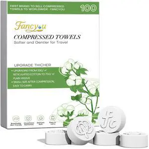 Compressed Towel Tablets 100 Count, Thickened Disposable Face Towel Biodegradable Cotton Wash Cloths, Portable Mini Compressed Washcloths Coin Tissue for Travel, Gym, Home, Outdoor Activities Compressed Towel Tablets 100 Count, Thickened Disposable Face Towel Biodegradable Cotton Wash Cloths, Portable Mini Compressed Washcloths Coin Tissue for Travel, Gym, Home, Outdoor Activities