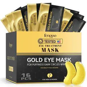 FENGOO 16 PCS (8 Pairs) 24K Gold Collagen Under Eye Patches & Smile Line Patches,Sodium Hyaluronate & Cica Eye Masks for Plump,Smooth-Looking Under Eyes,Ideal for Late Nights and Screen Time FENGOO 16 PCS (8 Pairs) 24K Gold Collagen Under Eye Patches & Smile Line Patches,Sodium Hyaluronate & Cica Eye Masks for Plump,Smooth-Looking Under Eyes,Ideal for Late Nights and Screen Time