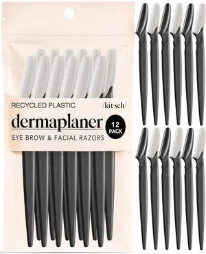 Kitsch Dermaplane Razor for Women Face Face Razors for Women & Men, Eye Brow Razors & Face Shaver Exfoliating Facial Razor & Dermaplaner as Skin Care Tool for Smoother Skin - Black, 12 pcs Kitsch Dermaplane Razor for Women Face Face Razors for Women & Men, Eye Brow Razors & Face Shaver Exfoliating Facial Razor & Dermaplaner as Skin Care Tool for Smoother Skin - Black, 12 pcs