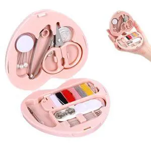 OLLBIT Heart Shaped Travel Sewing Kit Mini,Pink Portable Travel Sewing Repair Kit,DIY Sewings Box with Scissors Pins Marking Pins Thread Tweezers Needles Buttons Threading Needle(1 Pcs(Pink Heart)) OLLBIT Heart Shaped Travel Sewing Kit Mini,Pink Portable Travel Sewing Repair Kit,DIY Sewings Box with Scissors Pins Marking Pins Thread Tweezers Needles Buttons Threading Needle(1 Pcs(Pink Heart))