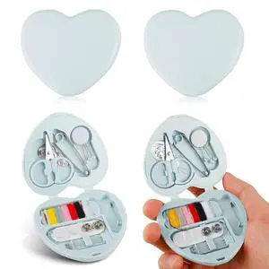 TIESOME 2Pcs Min Travel Sewing Kit, Portable DIY Emergency Sewing Repair Supplies Heart Shaped Sewing Storage Case with Needles, Buttons, Wire Pins, Thread Scissors TIESOME 2Pcs Min Travel Sewing Kit, Portable DIY Emergency Sewing Repair Supplies Heart Shaped Sewing Storage Case with Needles, Buttons, Wire Pins, Thread Scissors