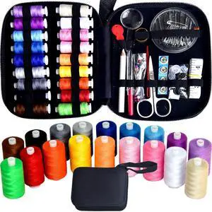 Sewing Kit with Case Portable Sewing Supplies for Home Traveler, Adults, Beginner, Emergency, Contains 18 Sewing Thread, Scissors, Needles, Measure etc Sewing Kit with Case Portable Sewing Supplies for Home Traveler, Adults, Beginner, Emergency, Contains 18 Sewing Thread, Scissors, Needles, Measure etc