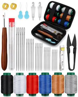 TLKKUE Sewing Kit for Adults, Steel Needles for Hand Sewing, 40 Pcs Sewing Kit with Sewing Needles Storage Bag Threads Thimbles Seam Rippers for Repair Clothing(6-Color Upholstery Thread) TLKKUE Sewing Kit for Adults, Steel Needles for Hand Sewing, 40 Pcs Sewing Kit with Sewing Needles Storage Bag Threads Thimbles Seam Rippers for Repair Clothing(6-Color Upholstery Thread)