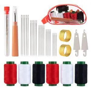 37 Pcs Big Eye Steel Sewing Needles Kit - Stainless Steel Needles for Hand Sewing Kit with Thread Ripper, Needle Threaders, Threads and Thimbles 37 Pcs Big Eye Steel Sewing Needles Kit - Stainless Steel Needles for Hand Sewing Kit with Thread Ripper, Needle Threaders, Threads and Thimbles