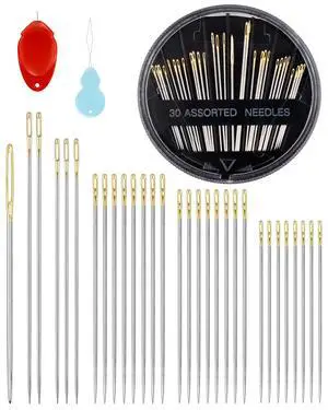 FIVEIZERO 30-Count Steel Needles for Hand Sewing, 6 Sizes Large Eye Embroidery and Hand Quilting Needles Kit with Threaders for Art & Craft Projects FIVEIZERO 30-Count Steel Needles for Hand Sewing, 6 Sizes Large Eye Embroidery and Hand Quilting Needles Kit with Threaders for Art & Craft Projects