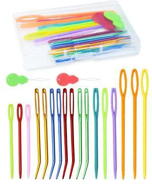 FIVEIZERO 19 Pcs Yarn Needles Set, Assorted Yarn Needles Bent Tapestry Needle Weaving Needle Darning Needles Plastic Needles Large Eye Blunt Knitting Needles for Sewing Crochet 03 FIVEIZERO 19 Pcs Yarn Needles Set, Assorted Yarn Needles Bent Tapestry Needle Weaving Needle Darning Needles Plastic Needles Large Eye Blunt Knitting Needles for Sewing Crochet 03