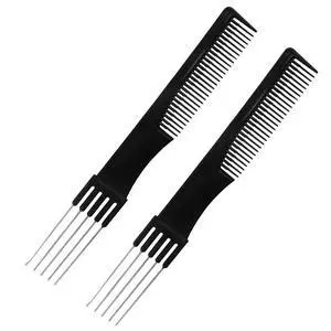 Beautifultracy 2 Packs Teasing Comb with Metal Pick Combs for Women Hair Pick Comb for Hair Styling (Black) Beautifultracy 2 Packs Teasing Comb with Metal Pick Combs for Women Hair Pick Comb for Hair Styling (Black)