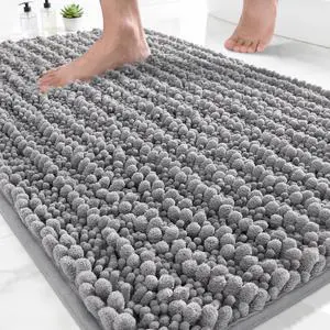 Yimobra Bathroom Rugs Non-Slip Washable Extra Soft & Absorbent Chenille Bath Mat, Quick-Dry Plush Shaggy Floor & Vanity Bath Rugs for Tub & Shower, Modern Home Decor Accessories, 24 x 17, Grey Yimobra Bathroom Rugs Non-Slip Washable Extra Soft & Absorbent Chenille Bath Mat, Quick-Dry Plush Shaggy Floor & Vanity Bath Rugs for Tub & Shower, Modern Home Decor Accessories, 24 x 17, Grey
