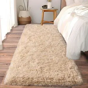 Ailyei Soft Runner Rugs for Bedroom Hallways, 2x6 Beige Fluffy Shag Throw Area Rug Non Slip for Bedside Dorm, Long Shaggy Furry Carpet for Nursery Living Room Ailyei Soft Runner Rugs for Bedroom Hallways, 2x6 Beige Fluffy Shag Throw Area Rug Non Slip for Bedside Dorm, Long Shaggy Furry Carpet for Nursery Living Room
