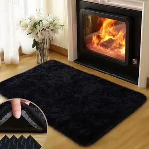 Mugorn Black Rugs for Bedroom, 2x3 Feet Fluffy Area Rugs for Living Room, Soft Shag Kids Rug Small Carpet for Nursery, Bedside, Indoor, Dorm Decor Mugorn Black Rugs for Bedroom, 2x3 Feet Fluffy Area Rugs for Living Room, Soft Shag Kids Rug Small Carpet for Nursery, Bedside, Indoor, Dorm Decor