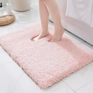 ILANGO Pink Bathroom Rugs 24" × 17" Non Slip & Super Absorbent Extra Thick Soft, Washable Bath Mat for Floor, Non Shedding Microfiber Plush Holiday Bath Rug with Rubber for Shower Sink ILANGO Pink Bathroom Rugs 24" × 17" Non Slip & Super Absorbent Extra Thick Soft, Washable Bath Mat for Floor, Non Shedding Microfiber Plush Holiday Bath Rug with Rubber for Shower Sink