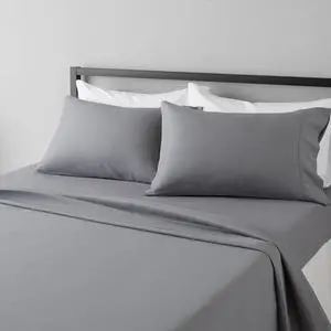Amazon Basics Lightweight Super Soft Comfortable Breathable Wrinkle Resistant Brushed Microfiber 4-Piece Bed Sheet Set with 14-Inch Deep Pockets, Queen, Dark Gray, Solid Amazon Basics Lightweight Super Soft Comfortable Breathable Wrinkle Resistant Brushed Microfiber 4-Piece Bed Sheet Set with 14-Inch Deep Pockets, Queen, Dark Gray, Solid