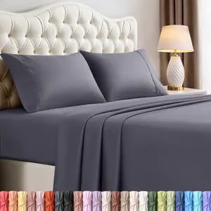 Full Size Sheet Set 4 Piece Bed Sheets, Soft and Breathable Microfiber, Includes 1 Fitted Sheet, 1 Flat Sheet and 2 Pillowcases Oeko Tex (Grey) Full Size Sheet Set 4 Piece Bed Sheets, Soft and Breathable Microfiber, Includes 1 Fitted Sheet, 1 Flat Sheet and 2 Pillowcases Oeko Tex (Grey)