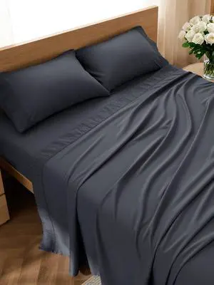 Bedsure Full Size Bed Sheets - 4 Pieces Soft Full Sheet Set - Breathable & Cooling - Hotel Luxury - Easy Care Polyester Microfiber Bedding for Women, Men, Dark Grey Bedsure Full Size Bed Sheets - 4 Pieces Soft Full Sheet Set - Breathable & Cooling - Hotel Luxury - Easy Care Polyester Microfiber Bedding for Women, Men, Dark Grey