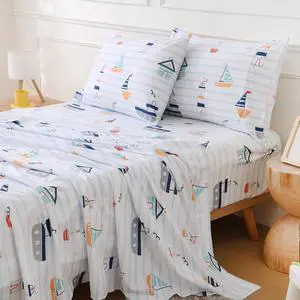 CIMVI Kids Full Size 4 Piece Bed Sheets for Boys Nautical Sailboat Sheet Sets with Pillowcases 15-Inch Deep Pocket Fitted Sheet Soft Microfiber Bedding Sheets Kids Toddlers Decor Bedroom CIMVI Kids Full Size 4 Piece Bed Sheets for Boys Nautical Sailboat Sheet Sets with Pillowcases 15-Inch Deep Pocket Fitted Sheet Soft Microfiber Bedding Sheets Kids Toddlers Decor Bedroom